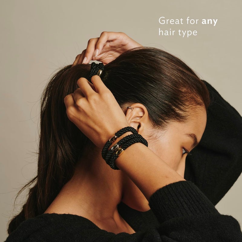 L. Erickson Brown Hair Ties for Thick Hair, Grab & Go Ponytail Holders, 8 Pack, Metallic Bronze, Thick No-Crease Bands with Strong Hold and Damage-Free Design | L. Erickson - Image 4